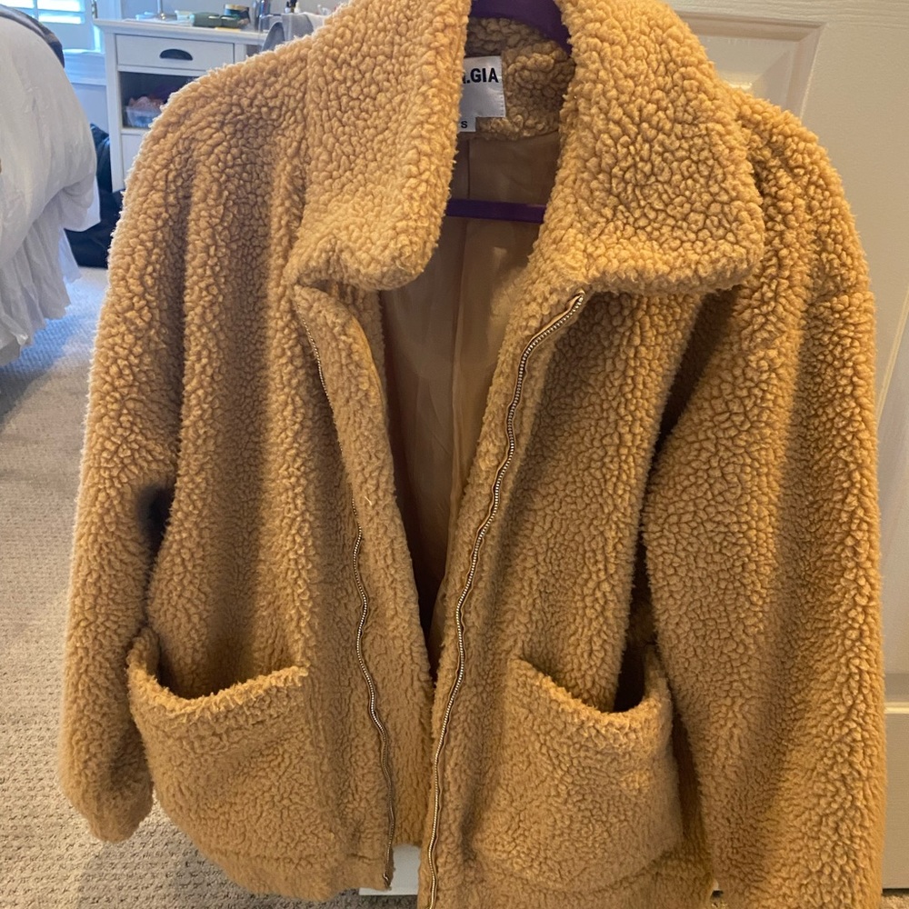 IamGia fluffy coat, Beige size small (oversized and fits like medium)